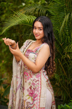 Ivory Kurta Set with Floral Dupatta – Elegant Festive Wear for Women