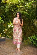 Ivory Kurta Set with Floral Dupatta – Elegant Festive Wear for Women