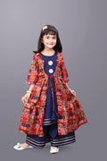 Girls Casual Ethnic Jacket, Kurta and Palazzo Set