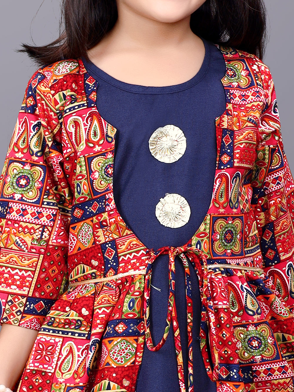Girls Casual Ethnic Jacket, Kurta and Palazzo Set