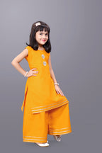 Girls Casual Ethnic Jacket, Kurta and Palazzo Set