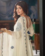Ivory Anarkali Suit Set with Dupatta – Wedding Guest & Festive Outfit