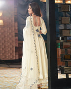 Ivory Anarkali Suit Set with Dupatta – Wedding Guest & Festive Outfit