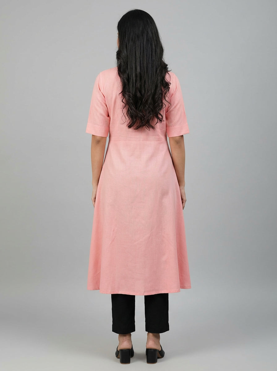 Women’s A-Line Kurti Tunic | Floral Print Ethnic Top with Front Button Design