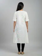 Women’s A-Line Kurti Tunic | Floral Print Ethnic Top with Front Button Design