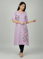 Women’s A-Line Kurti Tunic | Floral Print Ethnic Top with Front Button Design