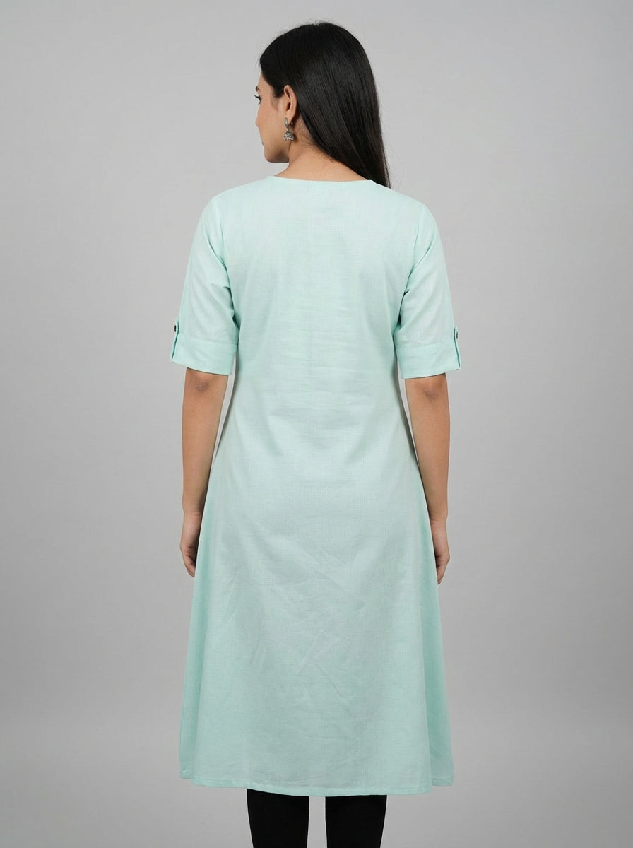 Women’s A-Line Kurti Tunic | Floral Print Ethnic Top with Front Button Design
