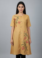 Women’s A-Line Kurti Tunic | Floral Print Ethnic Top with Front Button Design
