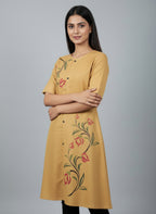 Women’s A-Line Kurti Tunic | Floral Print Ethnic Top with Front Button Design