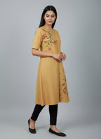 Women’s A-Line Kurti Tunic | Floral Print Ethnic Top with Front Button Design