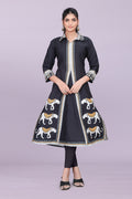 Designer Women’s Kurti Dress | Elegant A-Line Ethnic Wear with Elephant Print