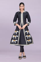 Designer Women’s Kurti Dress | Elegant A-Line Ethnic Wear with Elephant Print