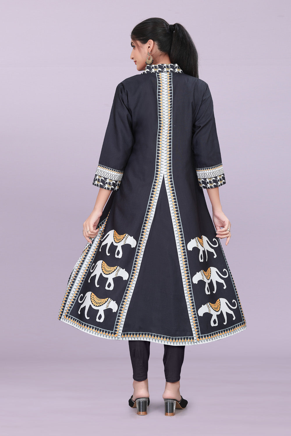 Designer Women’s Kurti Dress | Elegant A-Line Ethnic Wear with Elephant Print