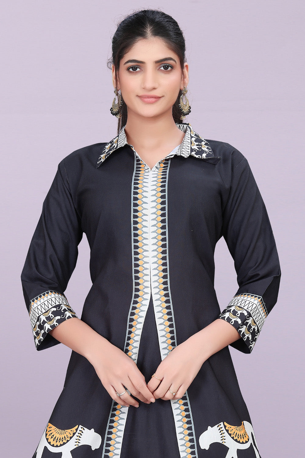Designer Women’s Kurti Dress | Elegant A-Line Ethnic Wear with Elephant Print