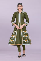 Designer Women’s Kurti Dress | Elegant A-Line Ethnic Wear with Elephant Print