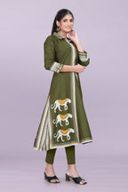 Designer Women’s Kurti Dress | Elegant A-Line Ethnic Wear with Elephant Print