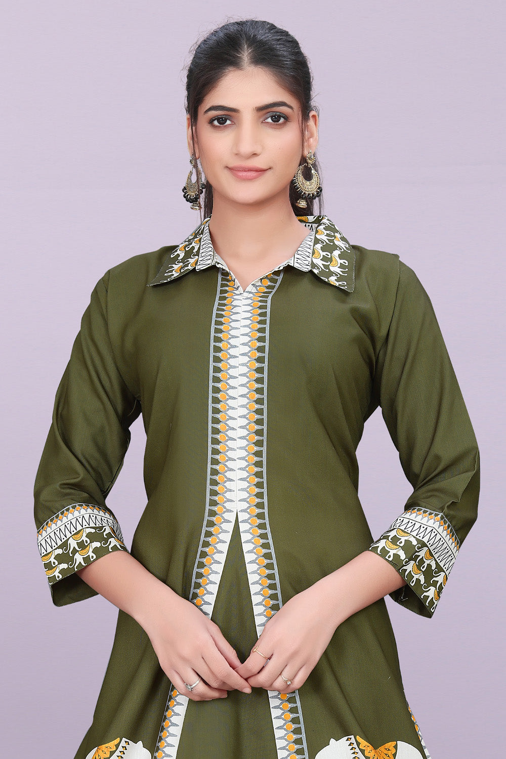 Designer Women’s Kurti Dress | Elegant A-Line Ethnic Wear with Elephant Print