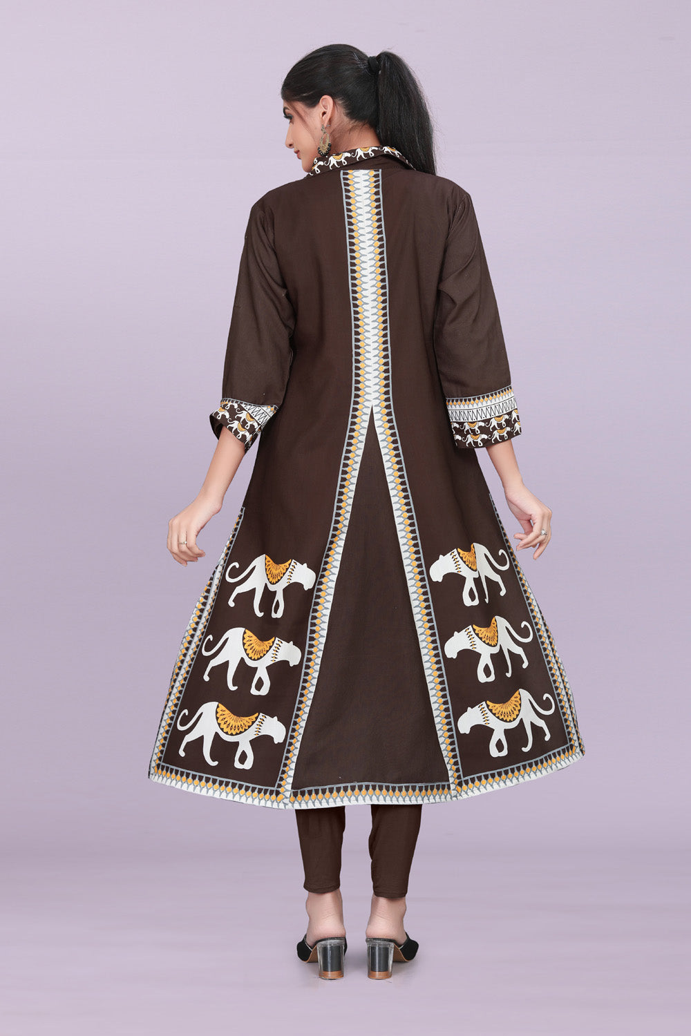 Designer Women’s Kurti Dress | Elegant A-Line Ethnic Wear with Elephant Print