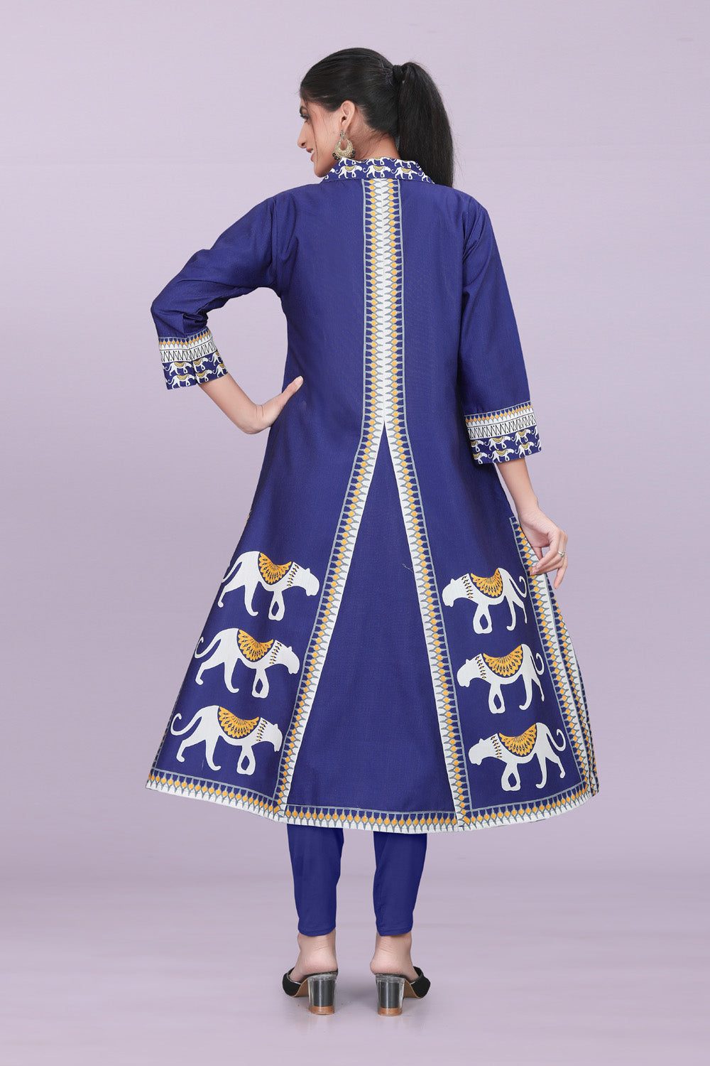 Designer Women’s Kurti Dress | Elegant A-Line Ethnic Wear with Elephant Print