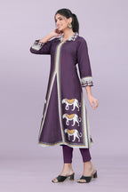 Designer Women’s Kurti Dress | Elegant A-Line Ethnic Wear with Elephant Print