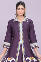Designer Women’s Kurti Dress | Elegant A-Line Ethnic Wear with Elephant Print