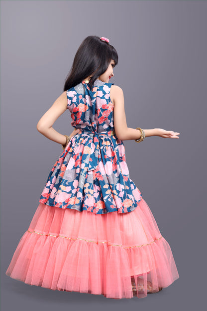 Girls Festive & Party Kurta and Skirt Set