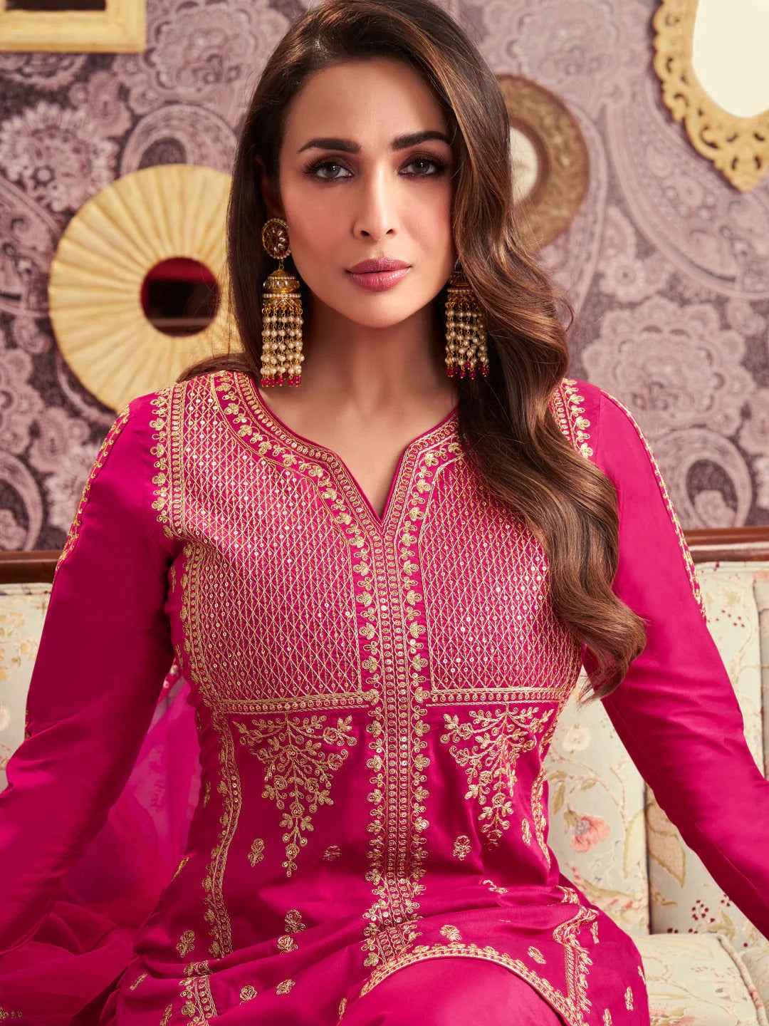 Hot Pink Sharara Suit with Dupatta – Embroidered Festive & Wedding Outfit