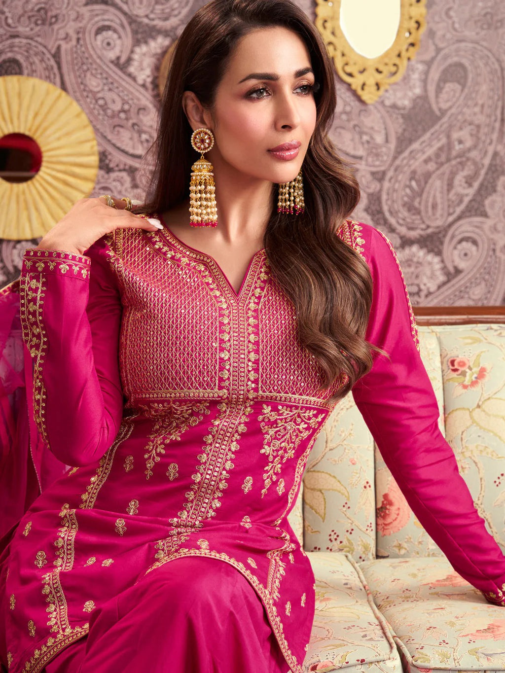 Hot Pink Sharara Suit with Dupatta – Embroidered Festive & Wedding Outfit