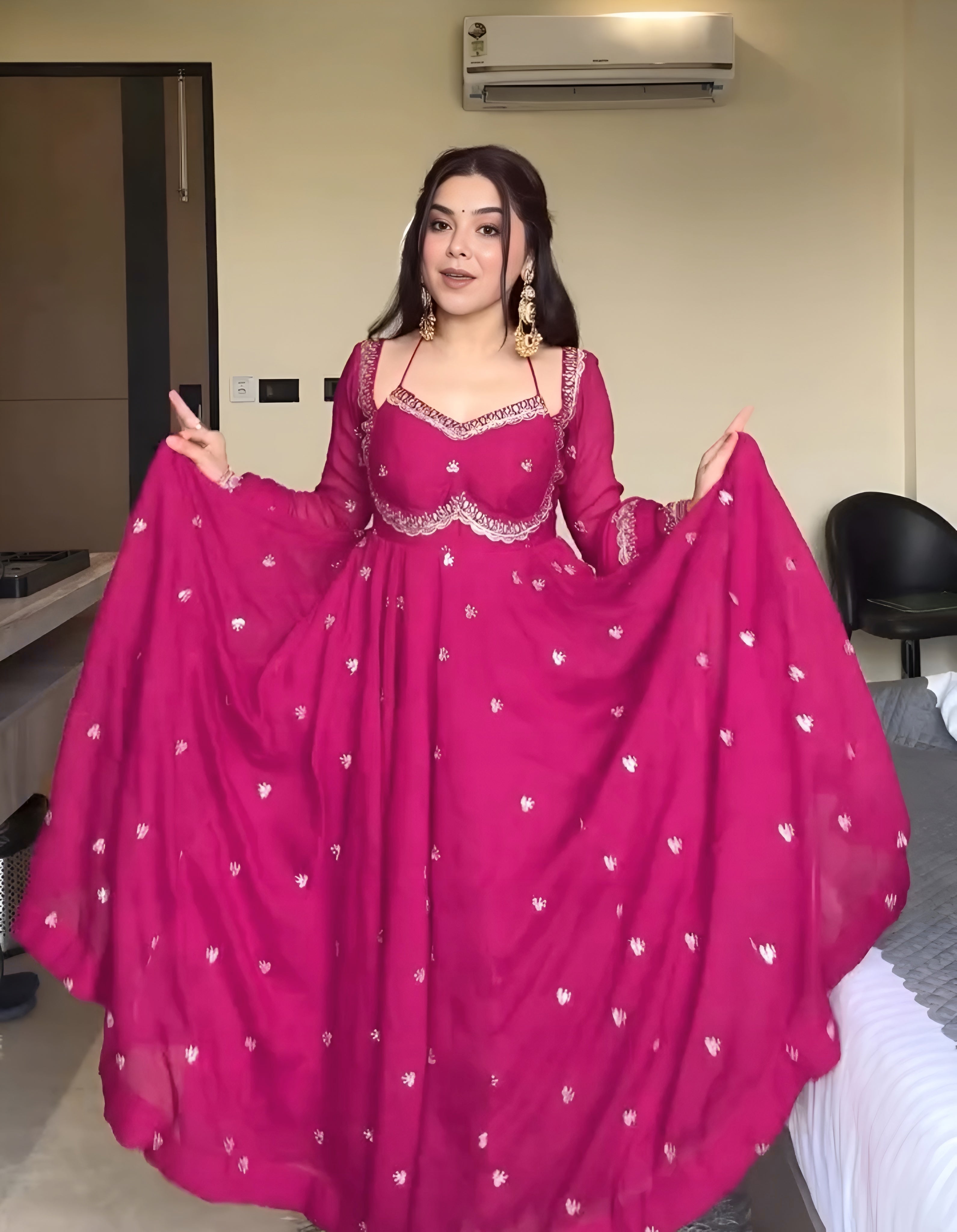 Embroidered Georgette Anarkali Suit with Dupatta – Party & Festive Wear