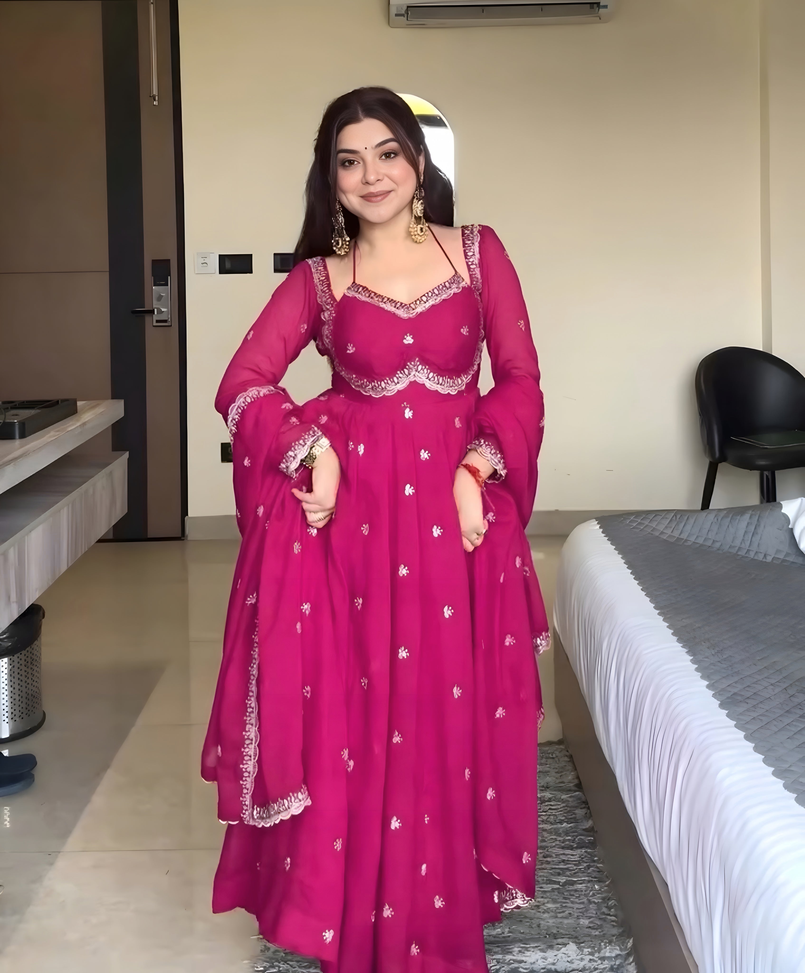 Embroidered Georgette Anarkali Suit with Dupatta – Party & Festive Wear