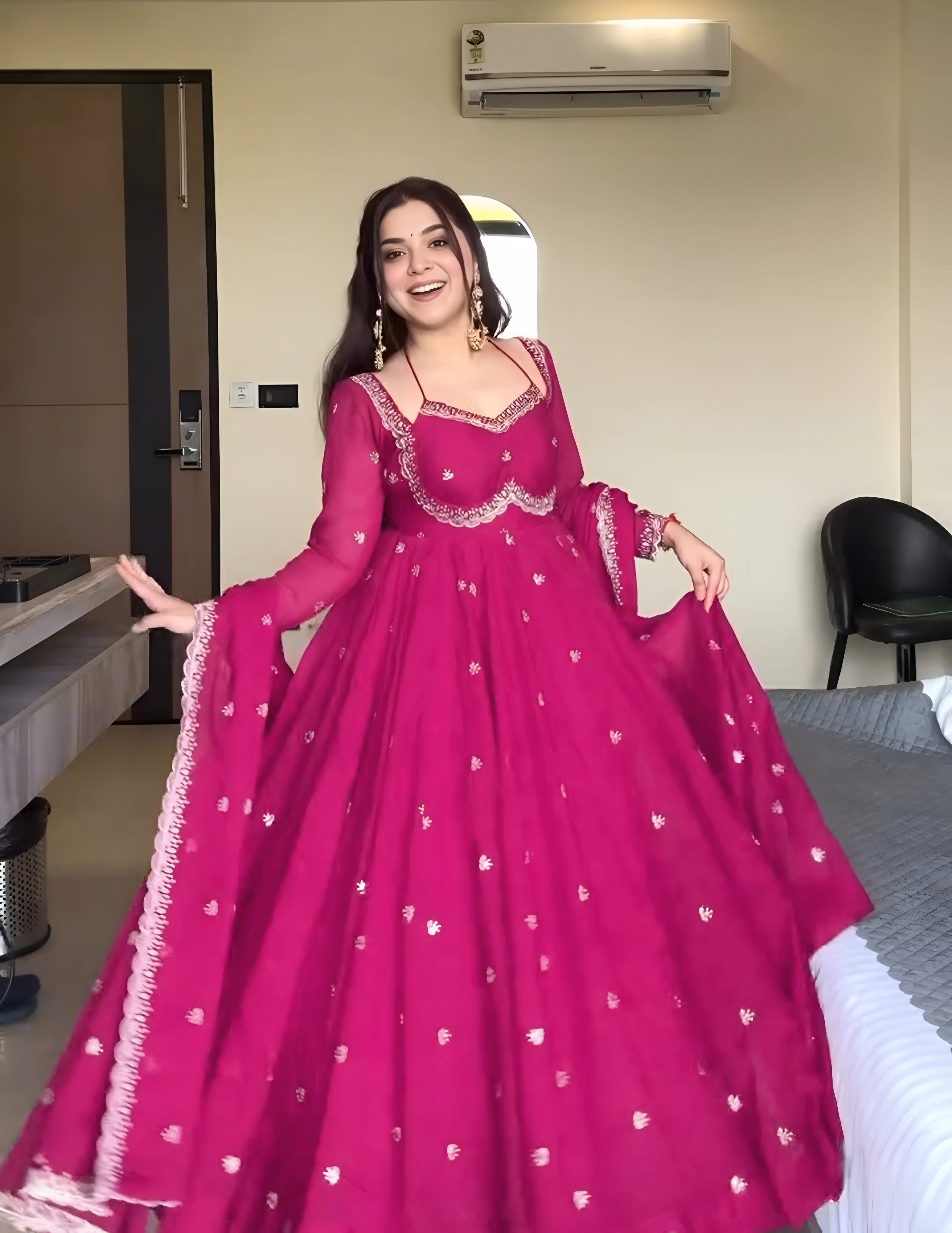 Embroidered Georgette Anarkali Suit with Dupatta – Party & Festive Wear