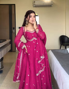 Embroidered Georgette Anarkali Suit with Dupatta – Party & Festive Wear