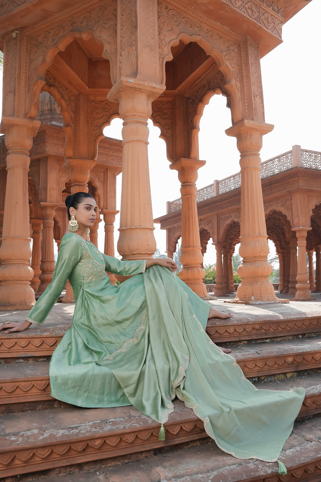 Mint Green Anarkali Suit Set for Women – Festive & Party Wear