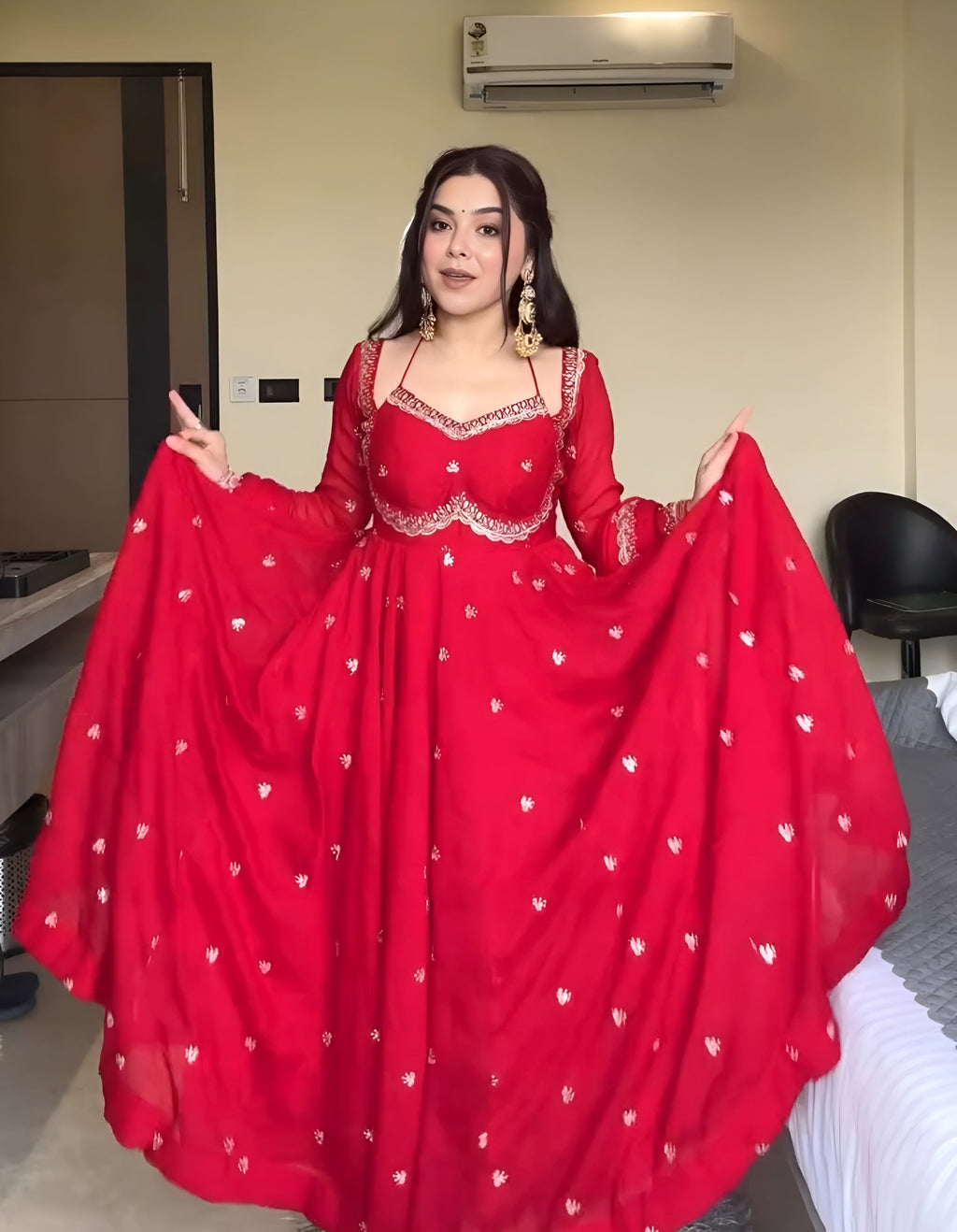 Embroidered Georgette Anarkali Suit with Dupatta – Party & Festive Wear