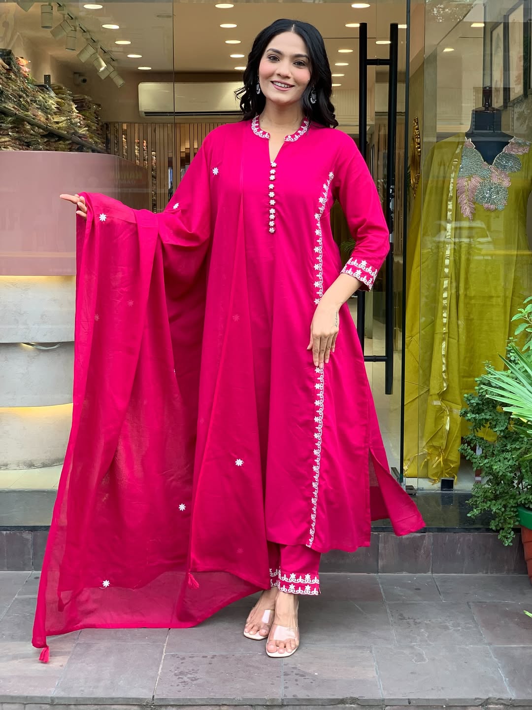 Hot Pink Kurta Set for Women – Casual & Daily Wear