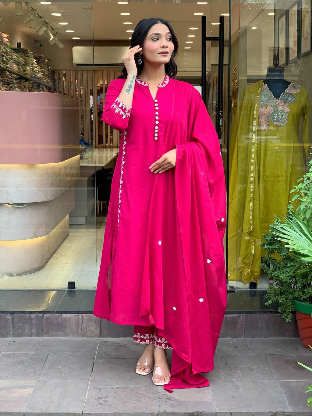 Hot Pink Kurta Set for Women – Casual & Daily Wear