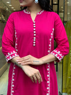 Hot Pink Kurta Set for Women – Casual & Daily Wear
