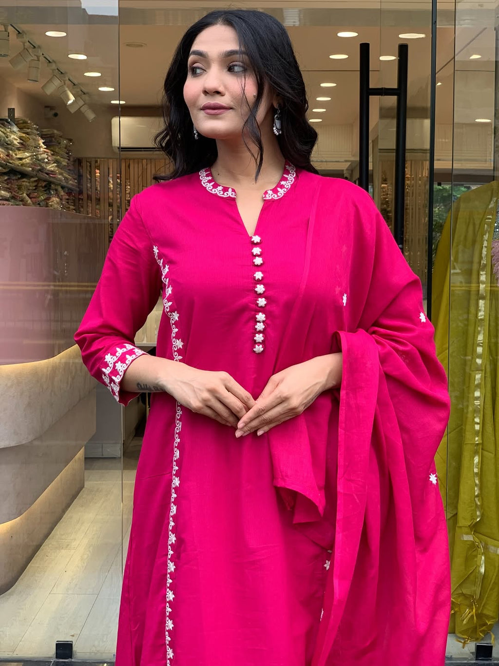 Hot Pink Kurta Set for Women – Casual & Daily Wear