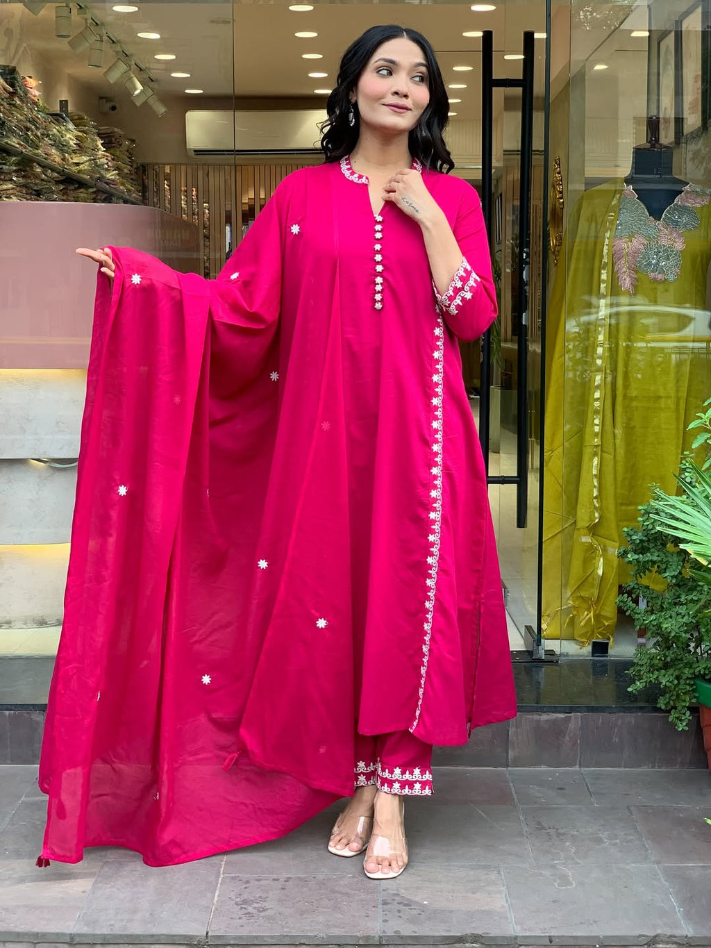 Hot Pink Kurta Set for Women – Casual & Daily Wear