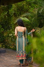 Green Printed Kurta Set with Dupatta – Casual & Festive Wear for Women