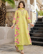 Lemon Yellow Floral Kurta Set with Dupatta – Casual & Festive Wear