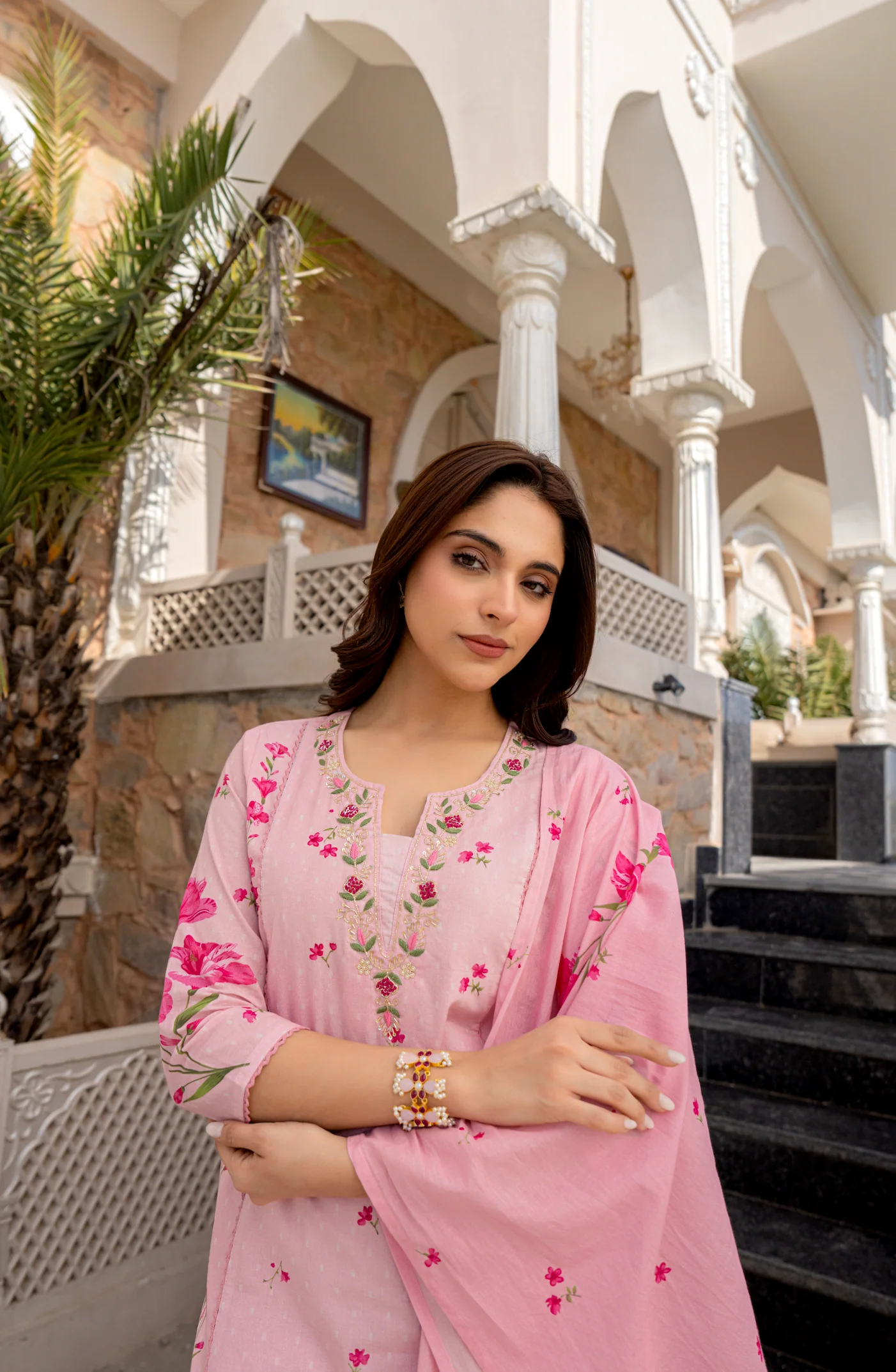 Lemon Yellow Floral Kurta Set with Dupatta – Casual & Festive Wear