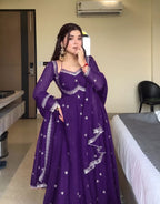 Embroidered Georgette Anarkali Suit with Dupatta – Party & Festive Wear