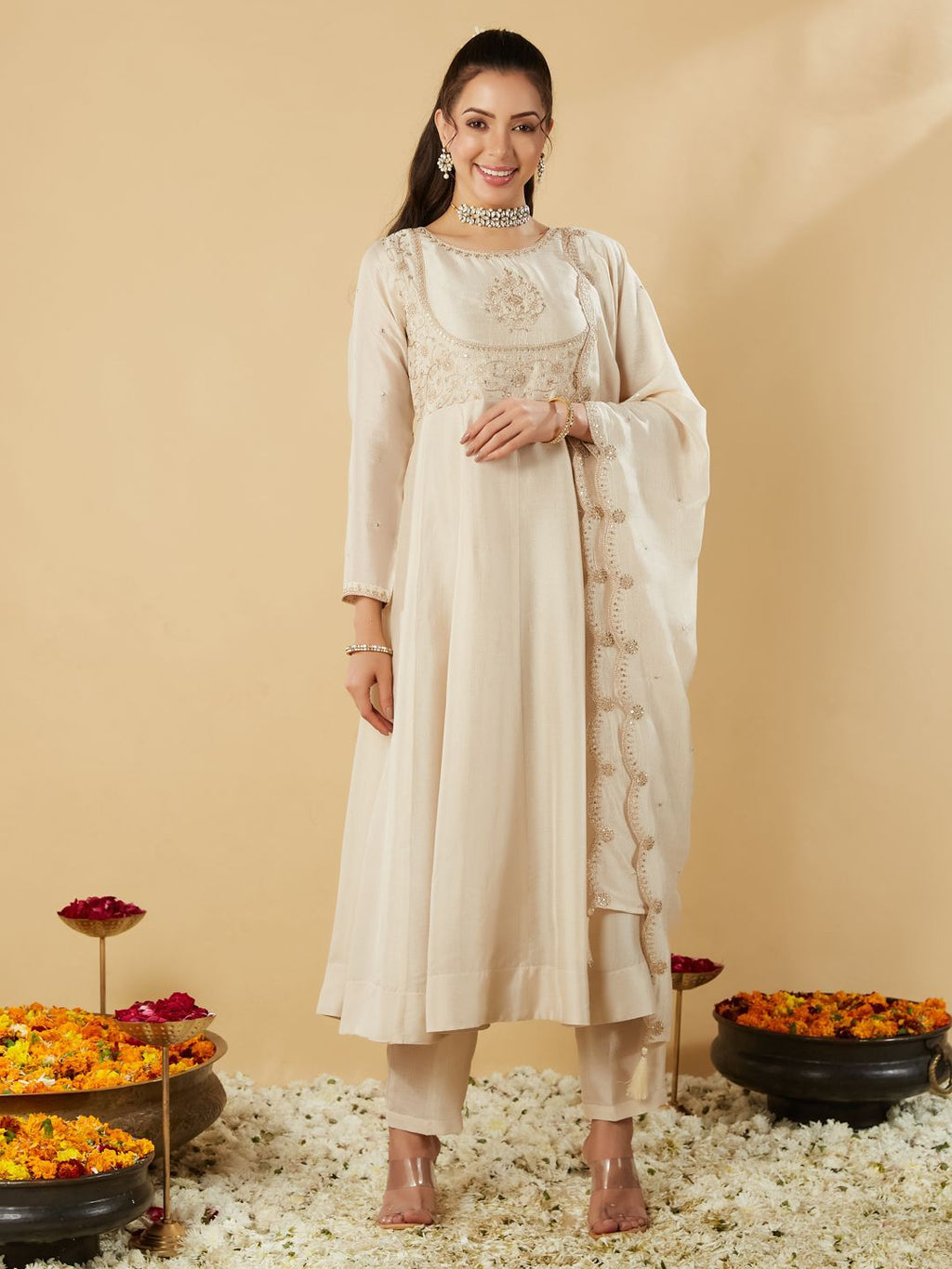Mint Green Anarkali Suit Set for Women – Festive & Party Wear