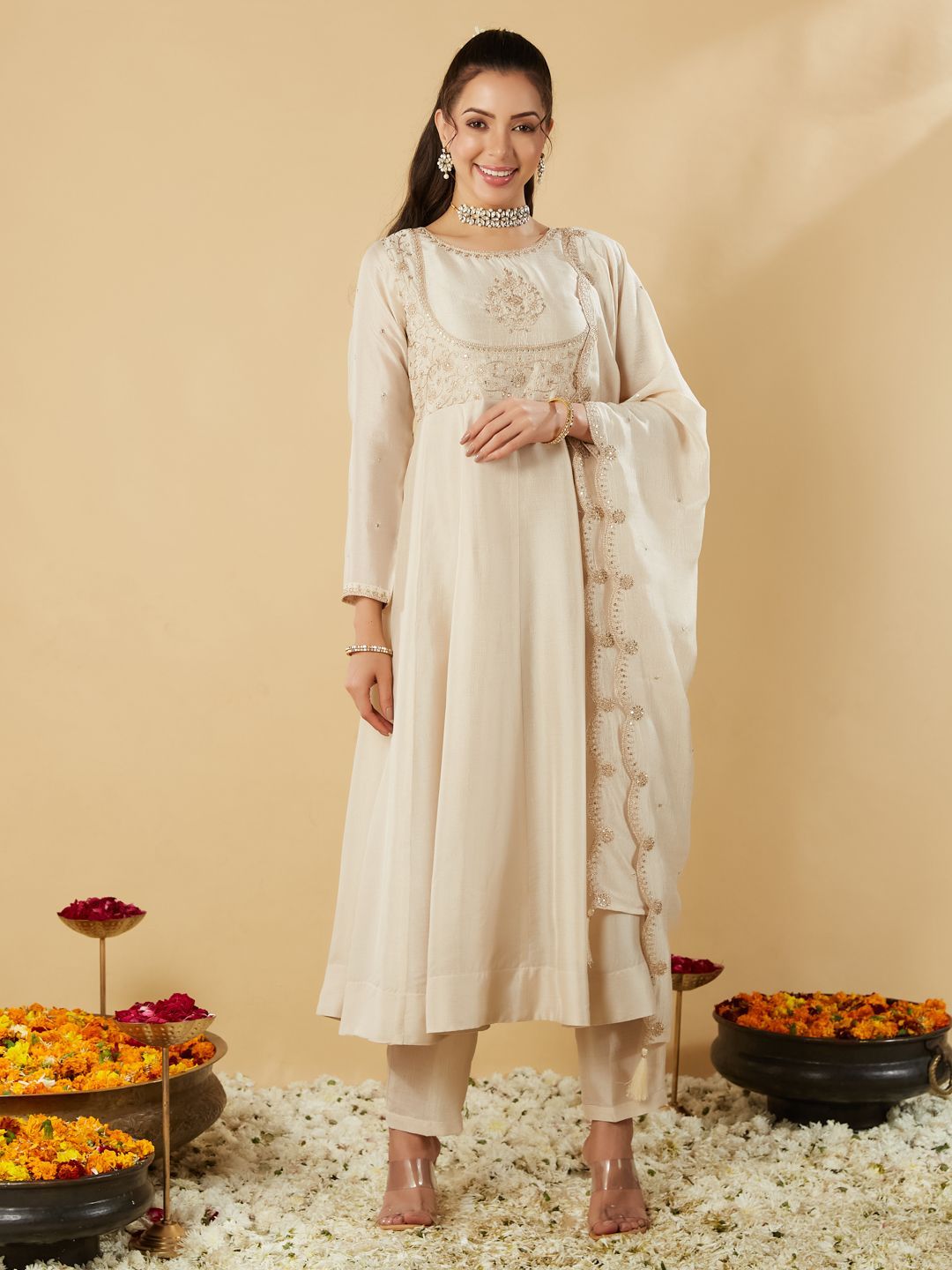 Mint Green Anarkali Suit Set for Women – Festive & Party Wear