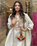 Off White Embroidered Kurta Set – Punjabi Style Wedding Guest Outfit