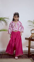Girls Crop Top Palazzo Set – Designer Kids Ethnic Co-Ord Outfit for Festive, Wedding & Party Wear