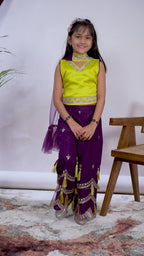 Girls Indo Western Palazzo Set with Tassel Detail & Dupatta