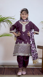Girls Kurta Patiala Set with Dupatta – Designer Ethnic Wear for Kids Festive, Wedding & Party Outfit